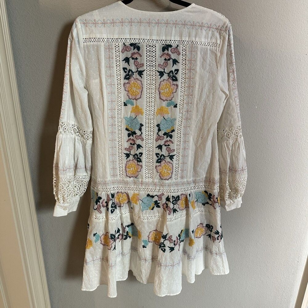 Tory Burch Embroidered Crotched Boho Hippie Tunic Mini Dress Women Size Small - Picture 6 of 9